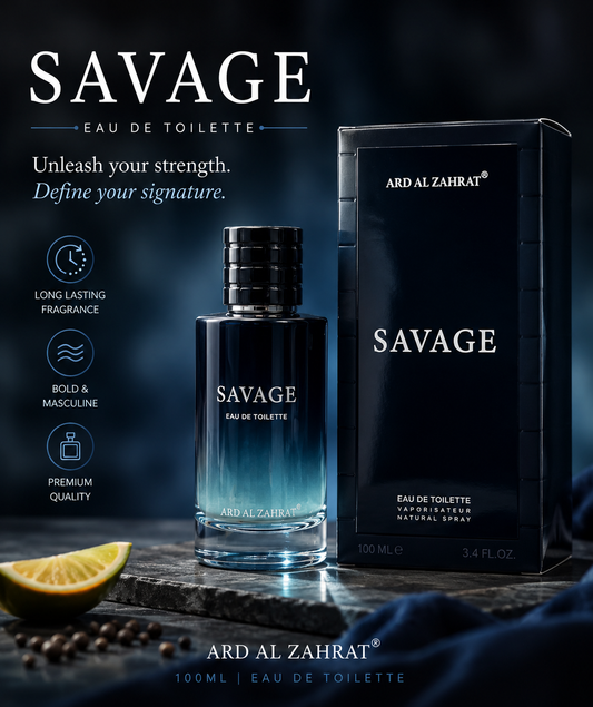 Ard Al Zahrat Savage Eau De Toilette 100ml – Bold Men’s Fragrance