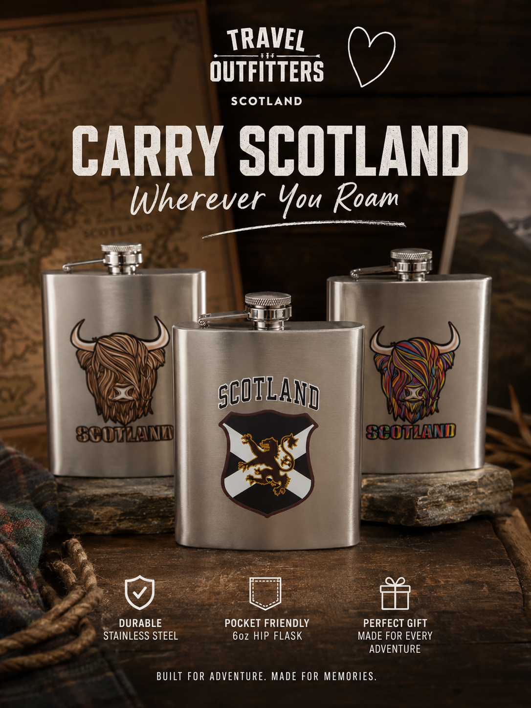 Scotland / Highland Cow Hipflask