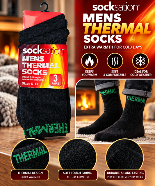 3PK THERMAL Socks Size 6-11