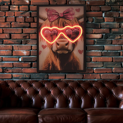 Highland Cow LED Poster
