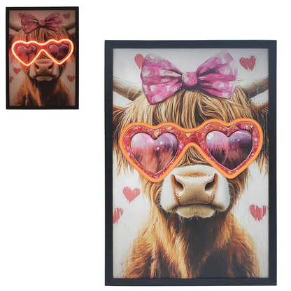 Highland Cow LED Poster