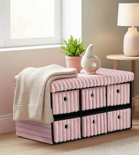 Ottoman Storage Bench Box - 6 Drawers