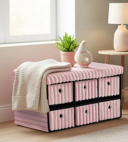 Ottoman Storage Bench Box - 6 Drawers