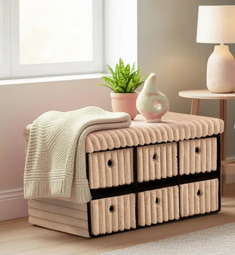 Ottoman Storage Bench Box - 6 Drawers