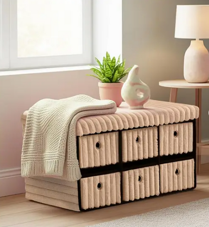 Ottoman Storage Bench Box - 6 Drawers
