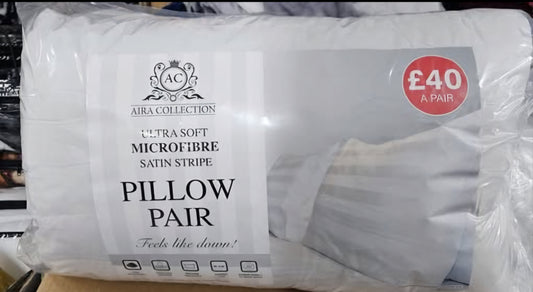 Satin Stripe Microfibre Pillow Pair
