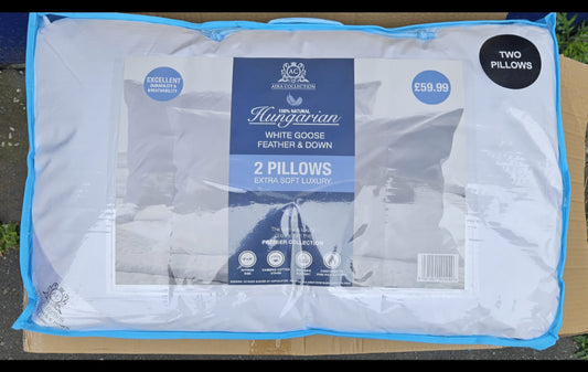 Hungarian Feather & Down Pillow Pair