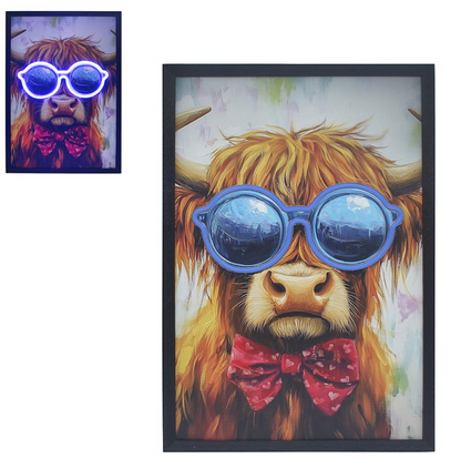 Highland Cow LED Poster