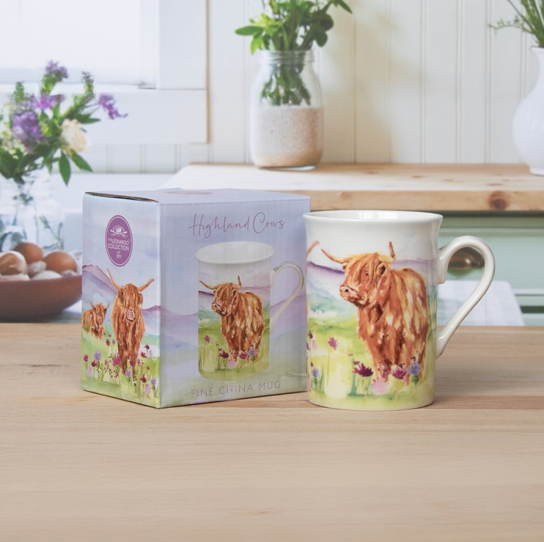 Highland Cow Fine China Kitchen Set by Jennifer Rose