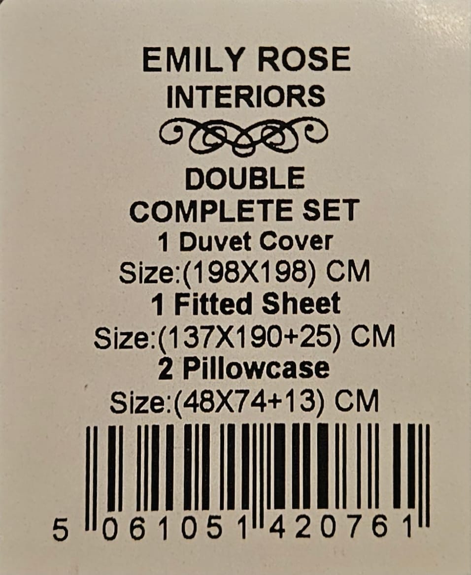 EMILY ROSE Home Comfort Complete Duvet Set - Double