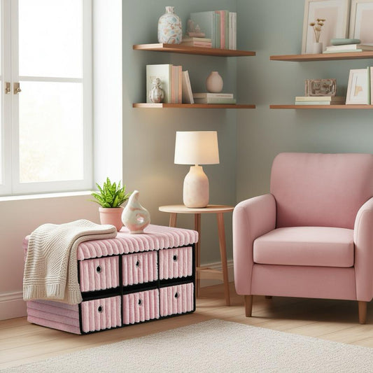 Ottoman Storage Bench Box - 6 Drawers