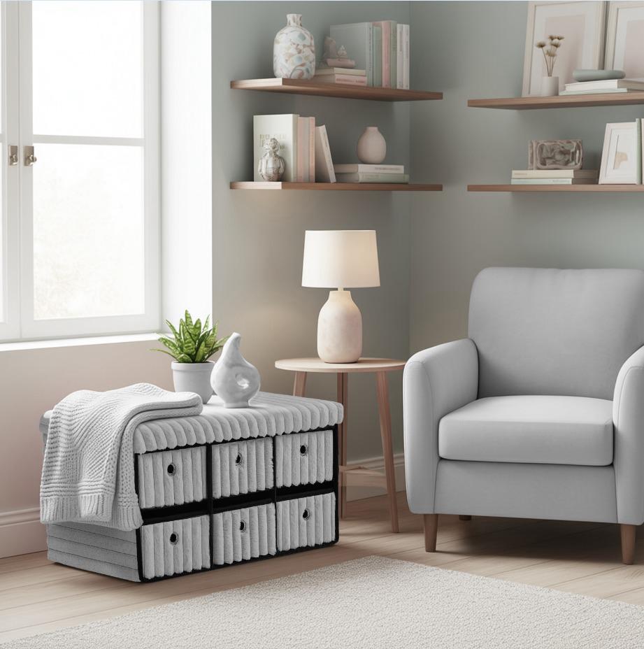 Ottoman Storage Bench Box - 6 Drawers