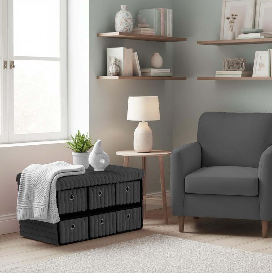 Ottoman Storage Bench Box - 6 Drawers