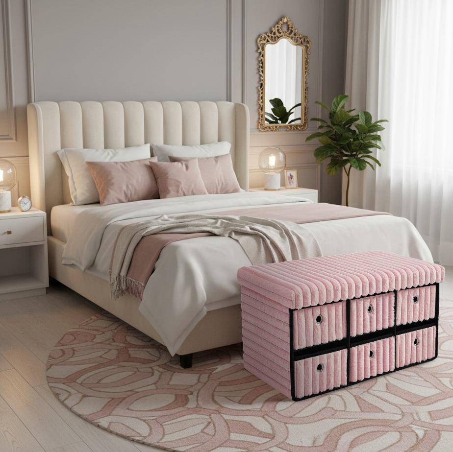 Ottoman Storage Bench Box - 6 Drawers