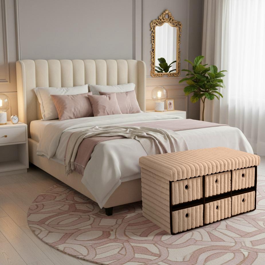 Ottoman Storage Bench Box - 6 Drawers