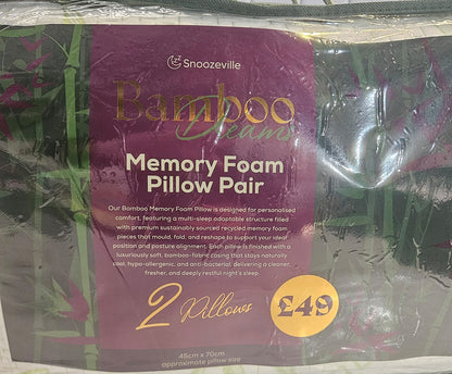 2 Pack Bamboo Memory Foam Pillows