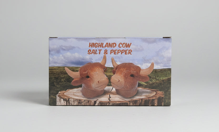 HIGHLAND COW SET OF 2 CERAMIC SALT AND PEPPER POTS CRUET SET