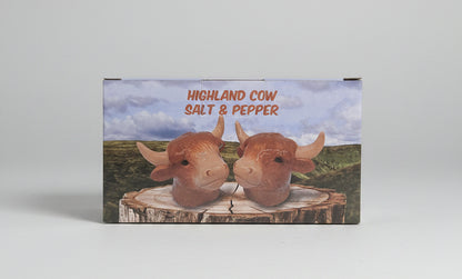 HIGHLAND COW SET OF 2 CERAMIC SALT AND PEPPER POTS CRUET SET