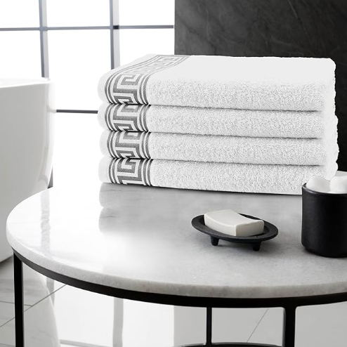 Egyptian Cotton Towels - Greek Meander Pattern