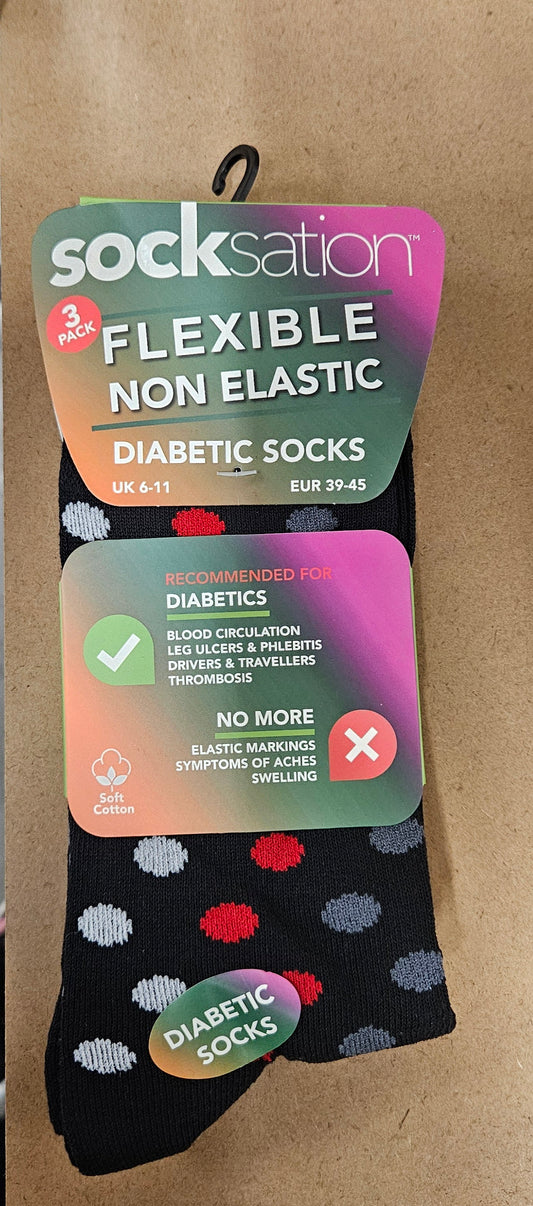 3PK Flexi Diabetic Socks Size 6-11