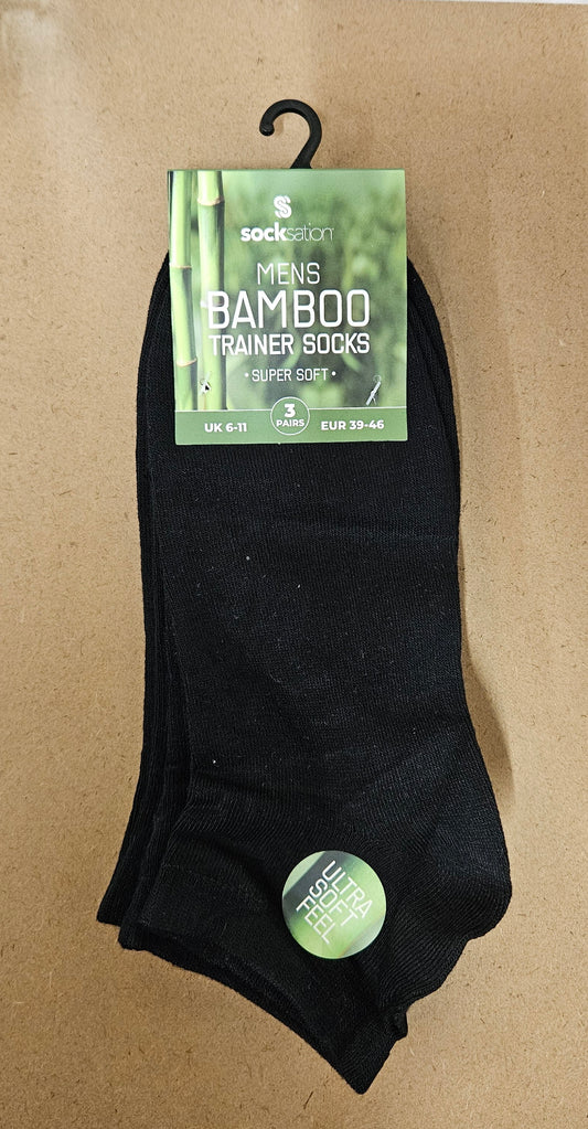 3PK Bamboo Trainer Socks Size 6-11