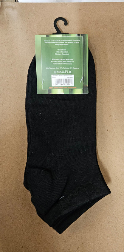 3PK Bamboo Trainer Socks Size 6-11