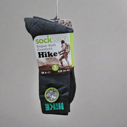 3PK HIKE Socks Size 6-11