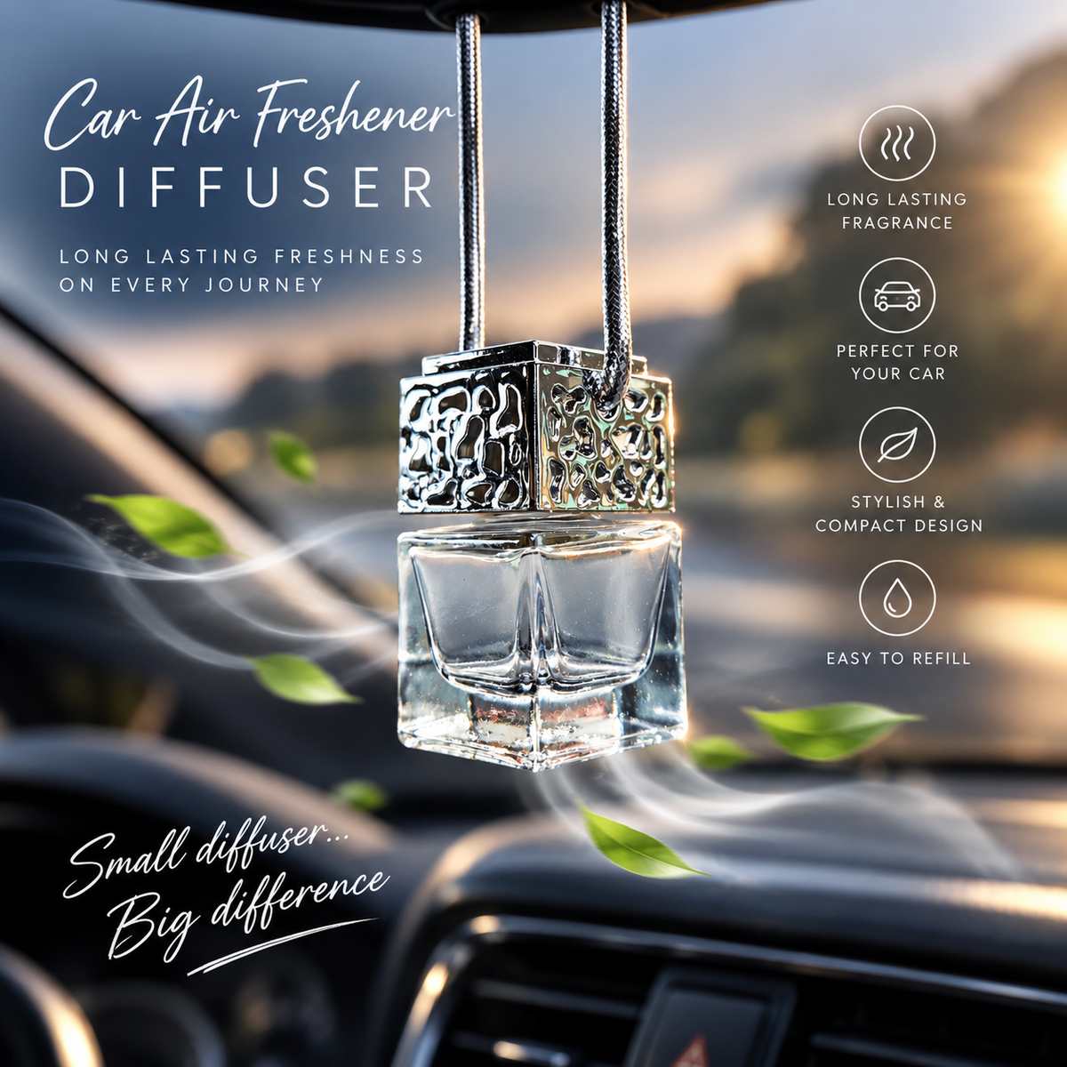 Hanging Car Air Freshener Bottle + Fragrance Oil