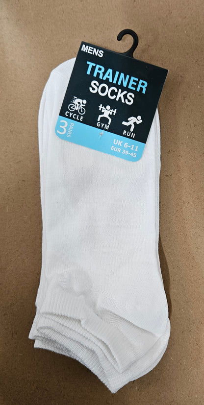 3PK Classic Trainer Socks Size 6-11