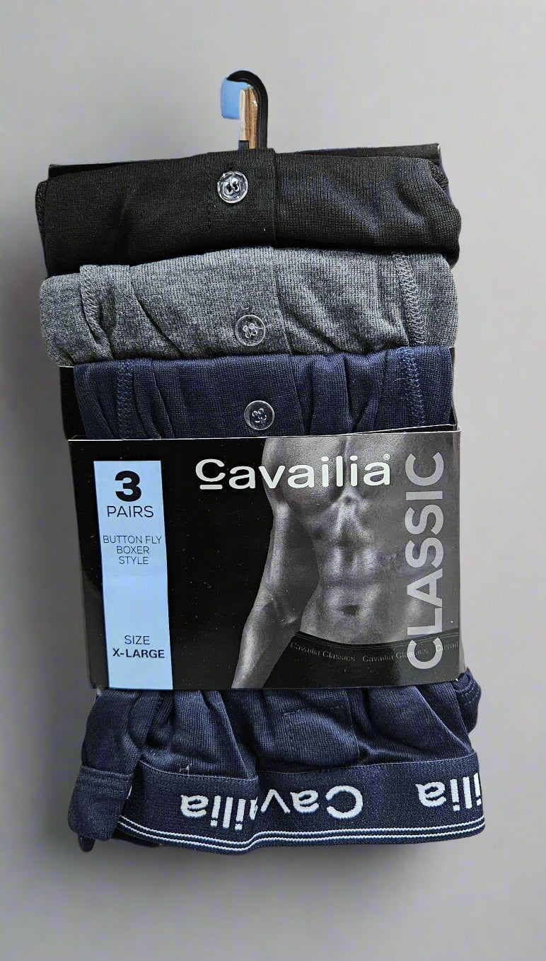 3PK Men's Boxer Shorts - Black/Navy/Grey